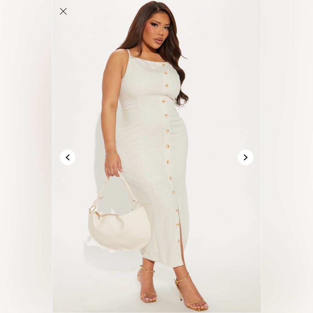 *NWT* Fashion Nova Linen Midi Dress - Cream